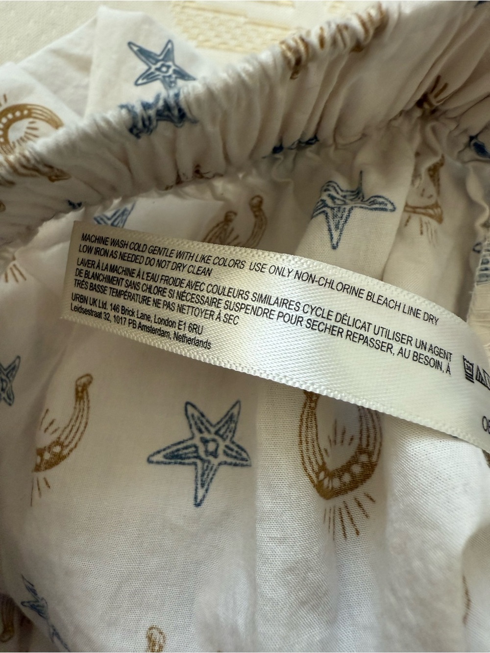 Anthropologie The Wren Boxer Pants Cream Horseshoe Star Pajama Lounge PJs Size M - Picture 6 of 7